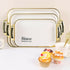 3 Pack Serving Tray, Fruit Dinner Food Tray Rectangle With Golden Handles